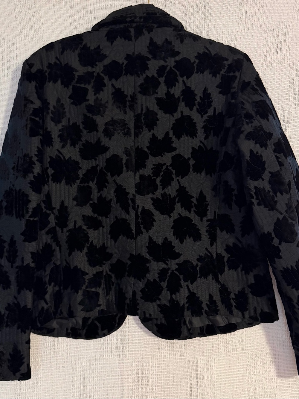 Harvé Benard Black Velvet Burnout Leaf Blazer Jacket Size 16 Fall Academia Chic - Picture 11 of 12